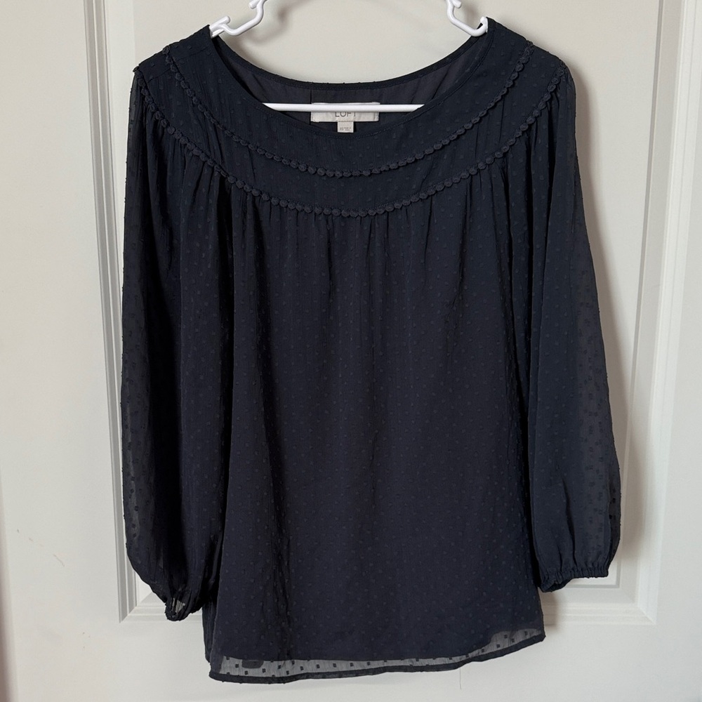 LOFT Women's Elegant Dark Gray Blouse, XS